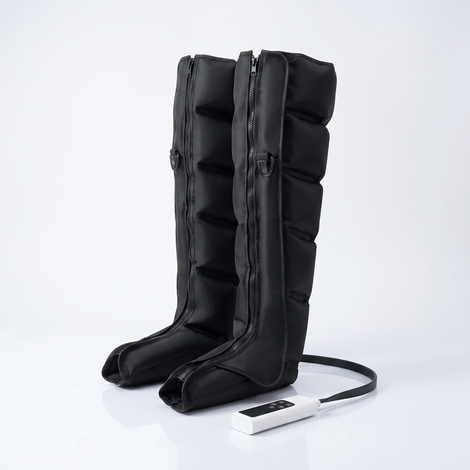 LegLull full-leg air recovery boots pair with wired remote