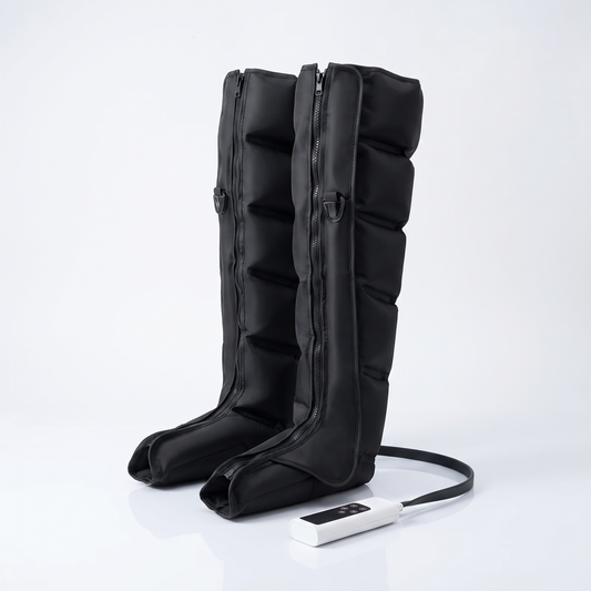 LegLull full-leg air recovery boots pair with wired remote