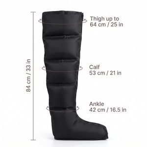 LegLull dimensions: 33 in tall, fits thigh up to 25 in, calf 21 in, ankle 16.5 in